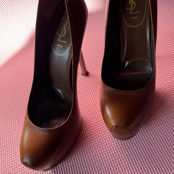 Yves Saint Laurent Shoes Brown Ysl Tribute Platforms Poshmark